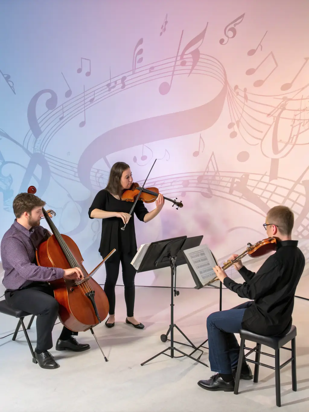 A vibrant photo of the UNION PHILARMONIQUE MUNICIPALE DE VILLEFAGNAN performing a classical piece at a local community center, showcasing their dedication to bringing music to the people.